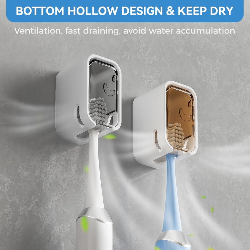 MOPMS Toothbrush Holders for Bathroom【Innovation Single Slot Design】 2PCS Toothbrush Holder Wall Mounted with Cover for Shower, Single Toothbrush Dispenser Storage Organizer for Family & Travel - Image 4